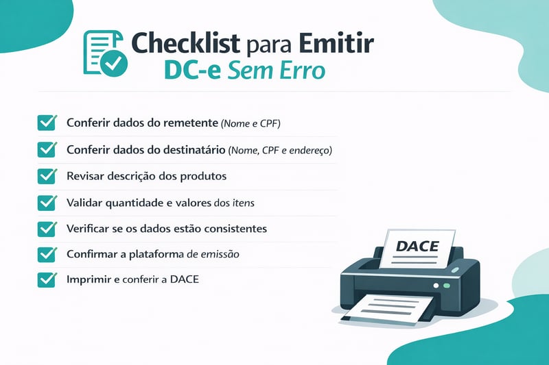 checklist para emitir DC-e sem erro