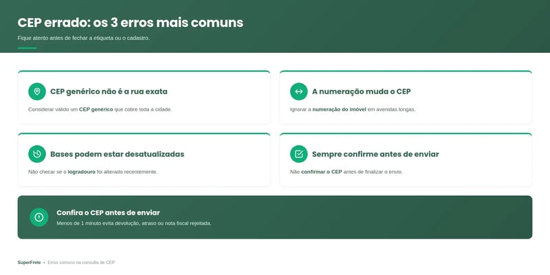 erros comuns ao consultar CEP