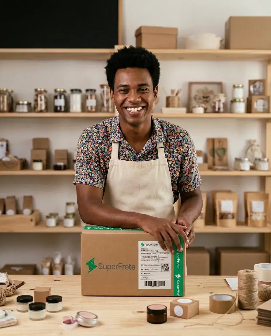 fundo de perfumes com homem negro a frete sorrindo