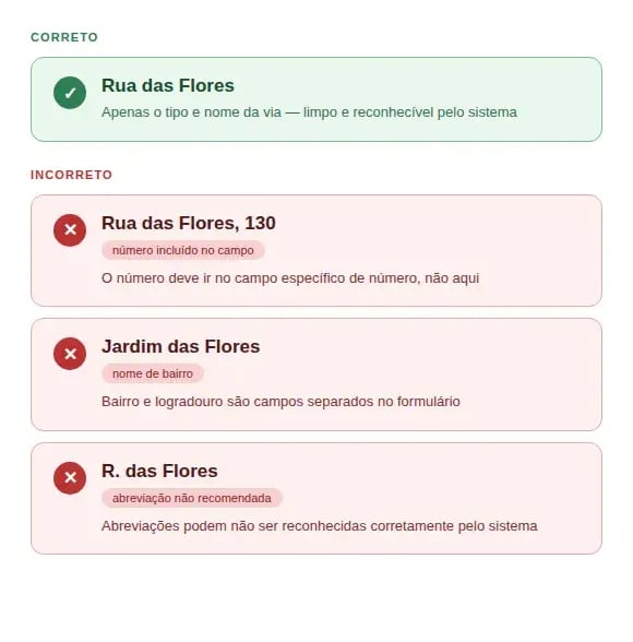o que colocar no logradouro