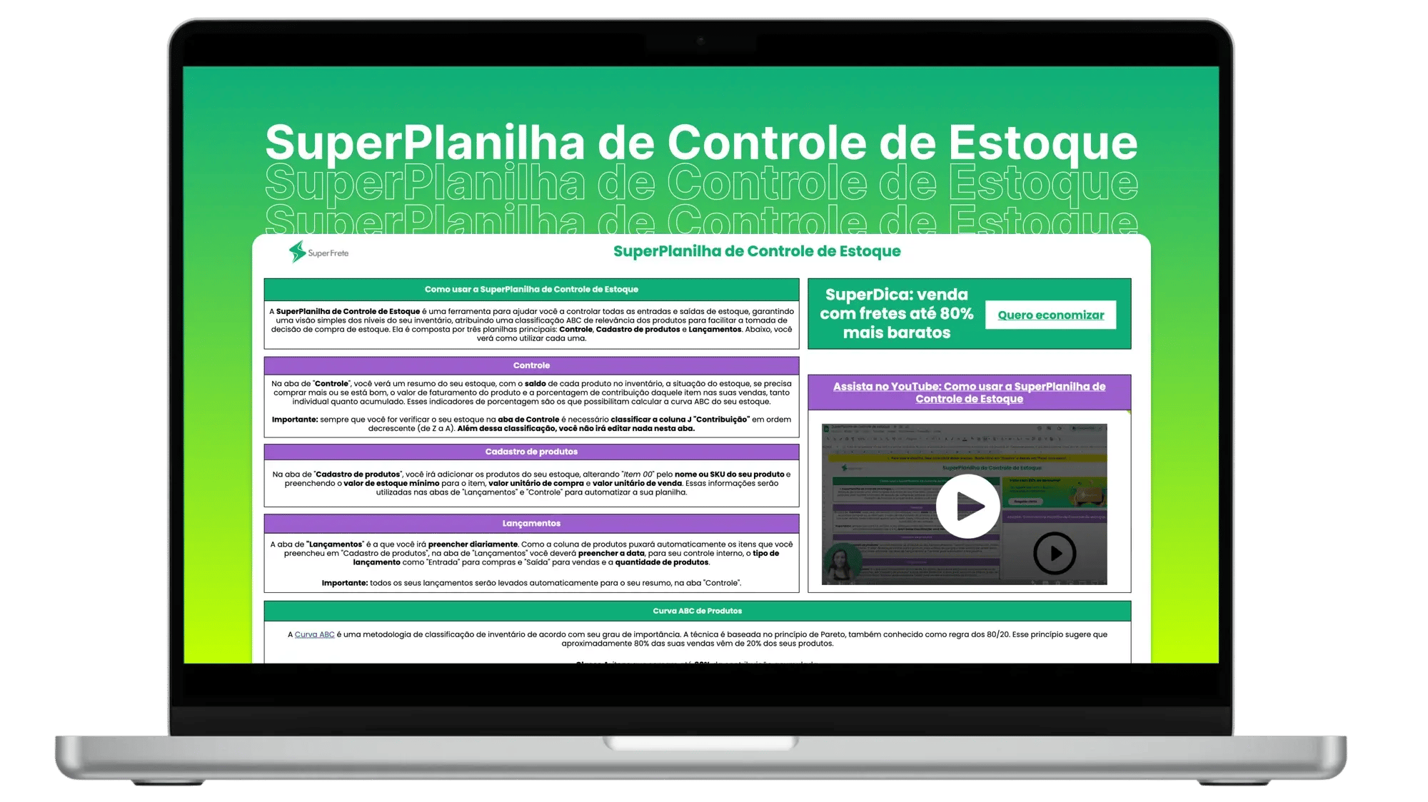 Planilha de controle de estoque curva ABC grátis