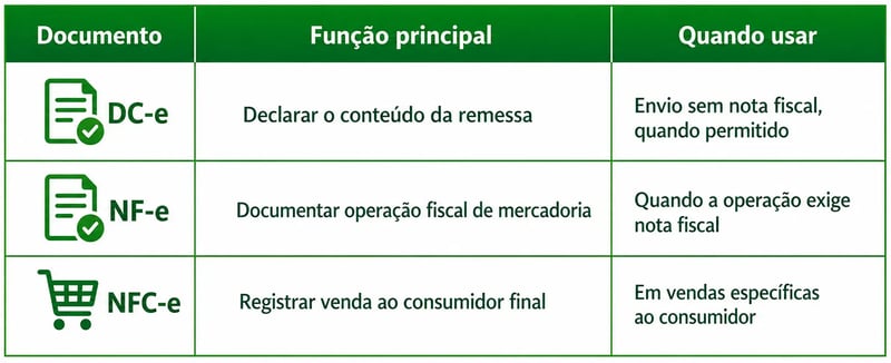 diferença DC-e, NF-e e NFC-e